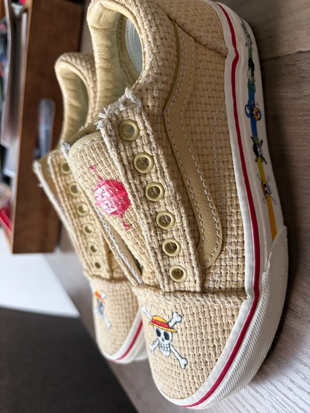 Vans x One Piece Straw Hat Authentic Sneakers Kids Size 2
